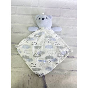 Max & Olivia Mini Teddy Bear Lovey Security Blanket Clouds Stars Blue White Gray